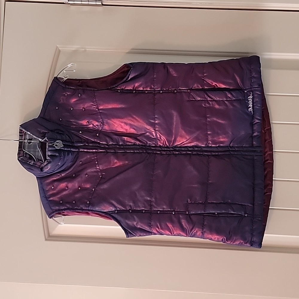 Adiktd Pink Rhinestone Puffy Vest Size Medium